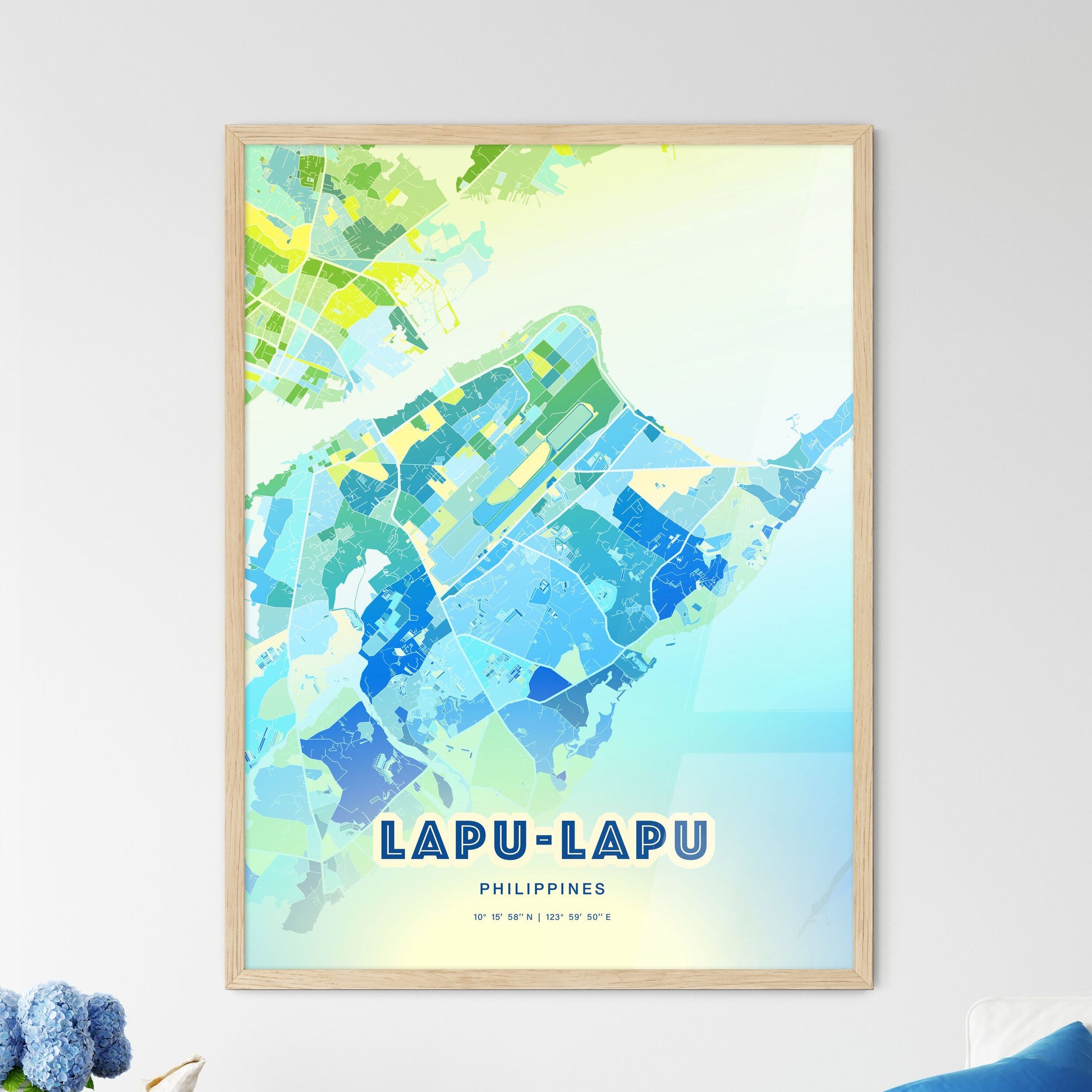 Colorful LAPU‑LAPU PHILIPPINES Fine Art Map Cool Blue