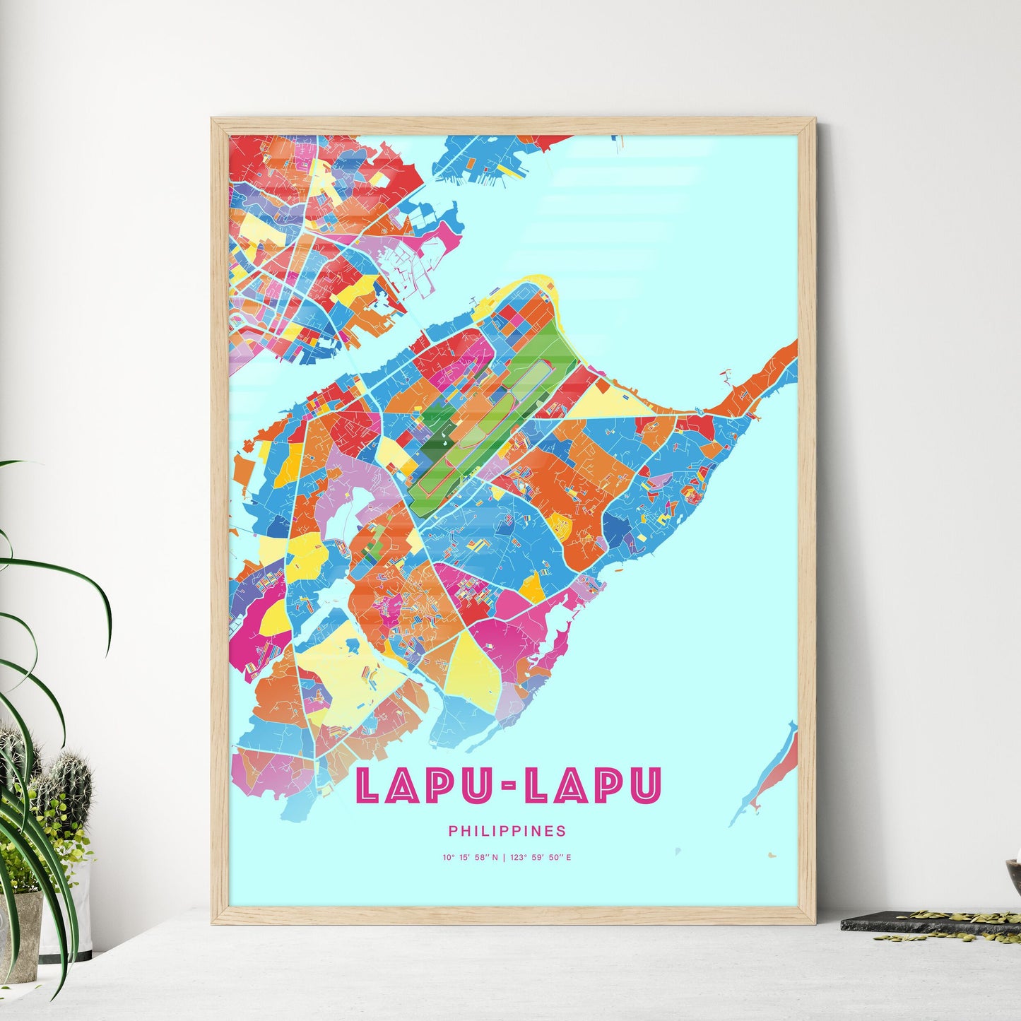 Colorful LAPU‑LAPU PHILIPPINES Fine Art Map Crazy Colors