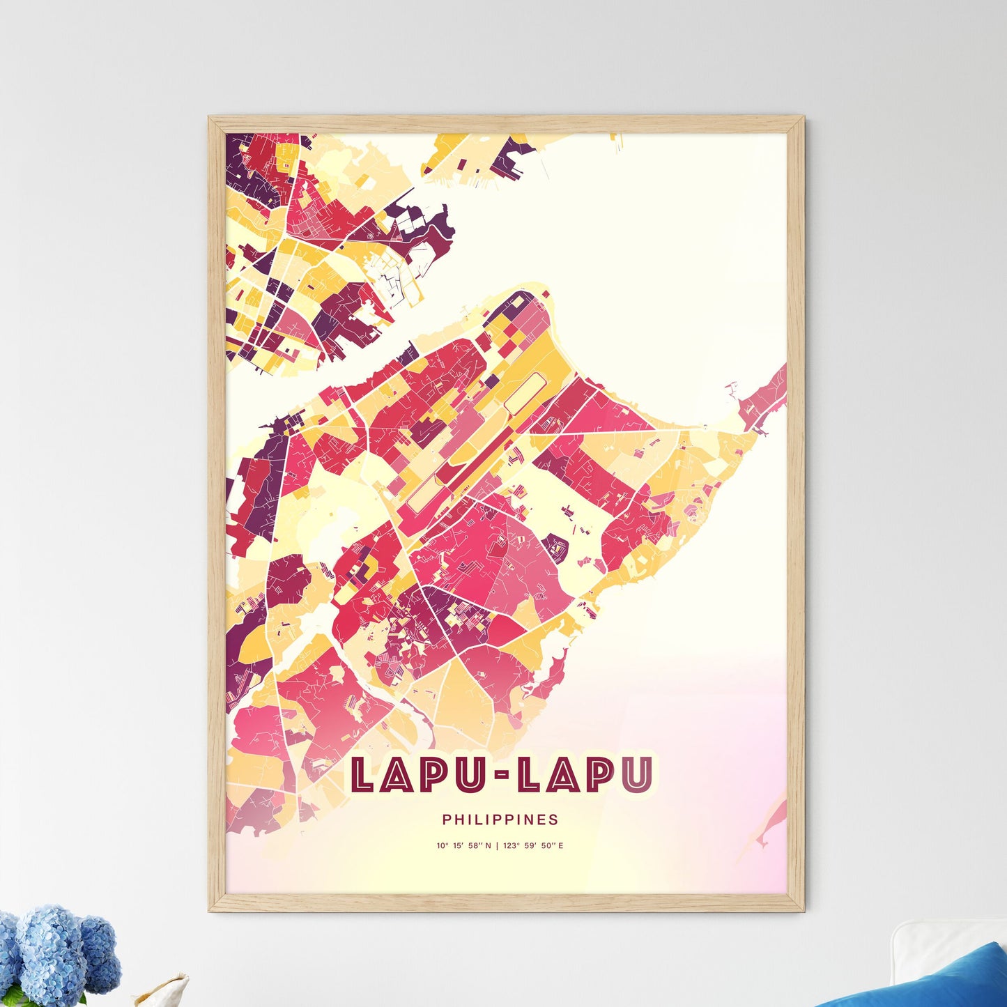 Colorful LAPU‑LAPU PHILIPPINES Fine Art Map Hot Red