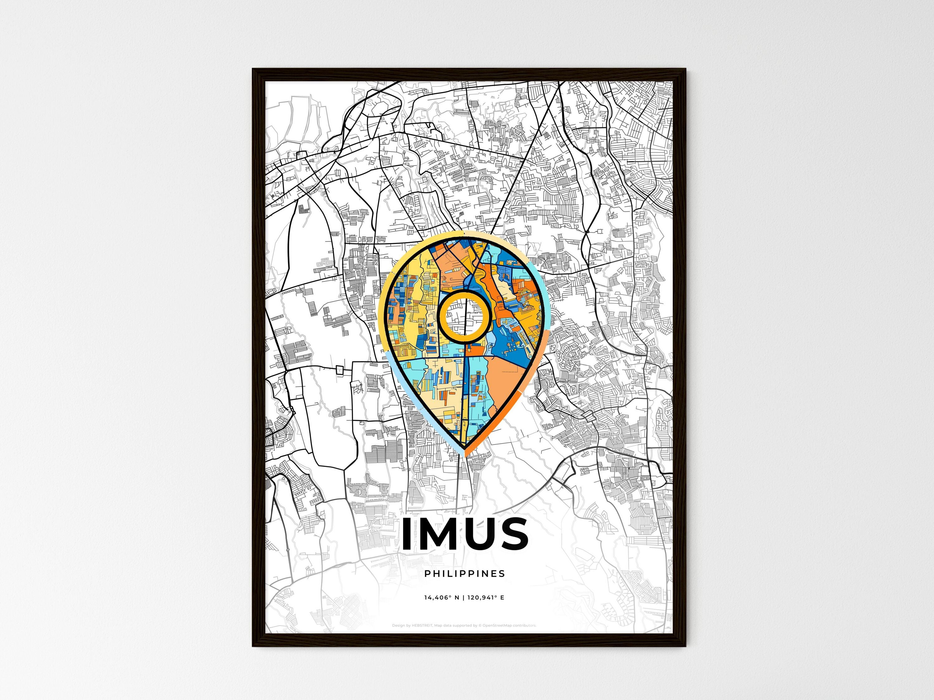 IMUS PHILIPPINES minimal art map with a colorful icon. Creative city ...