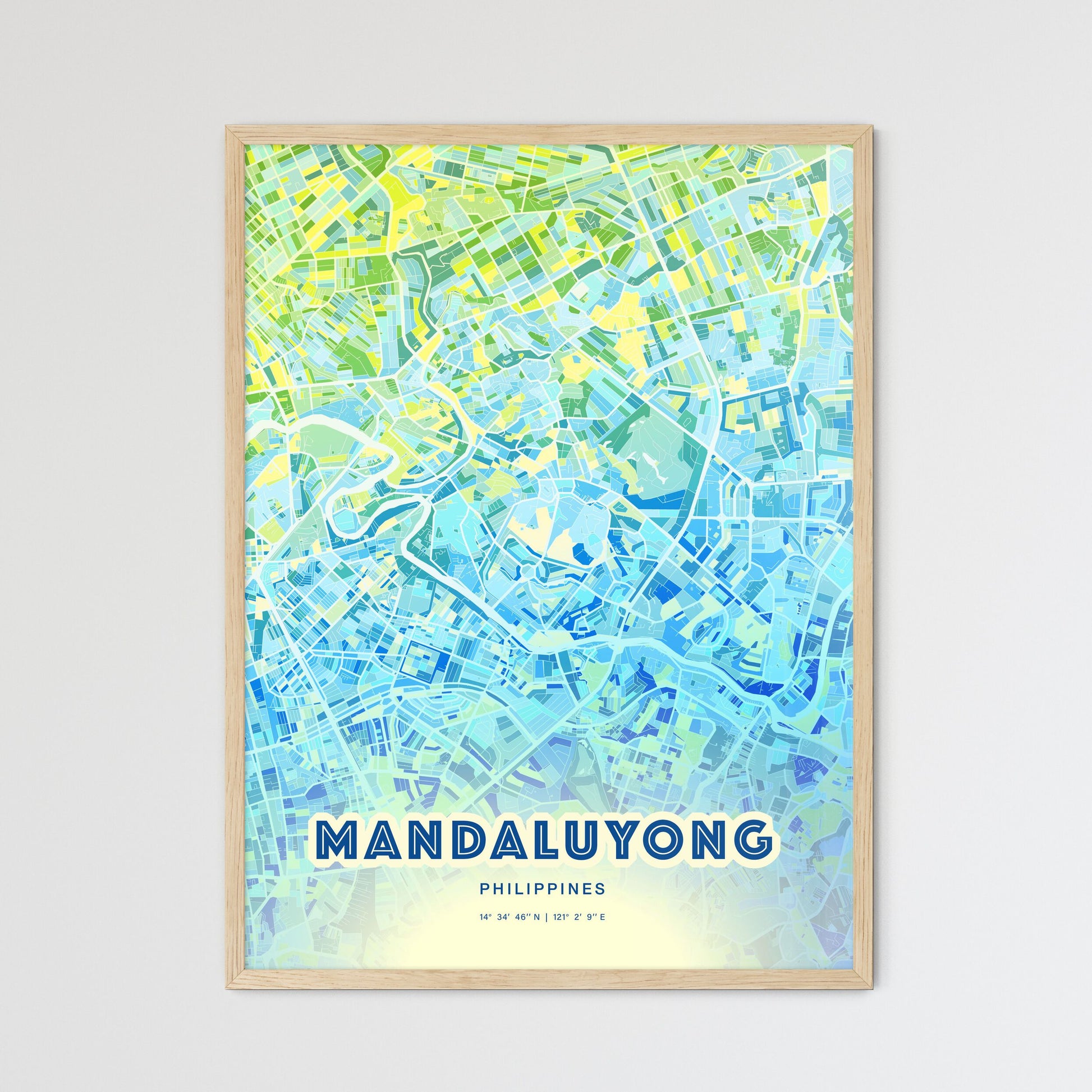 Colorful MANDALUYONG PHILIPPINES Fine Art Map Cool Blue