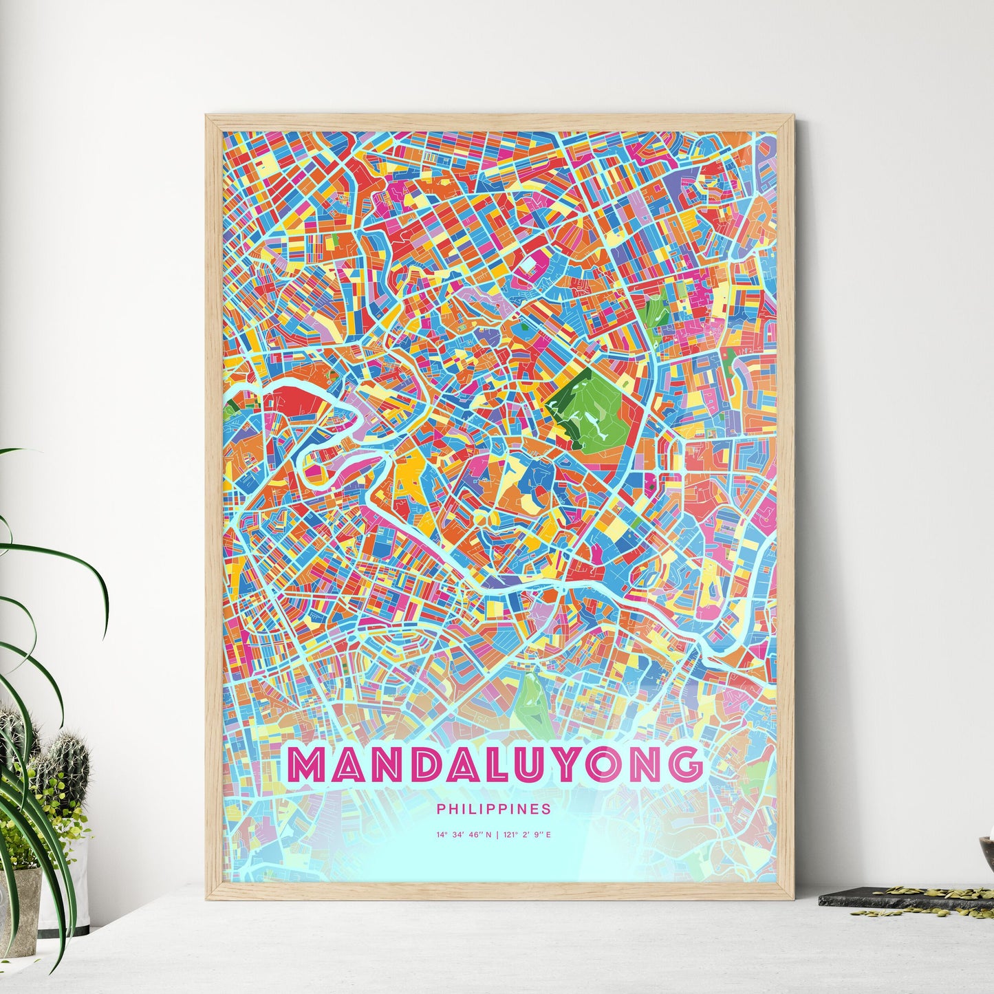 Colorful MANDALUYONG PHILIPPINES Fine Art Map Crazy Colors