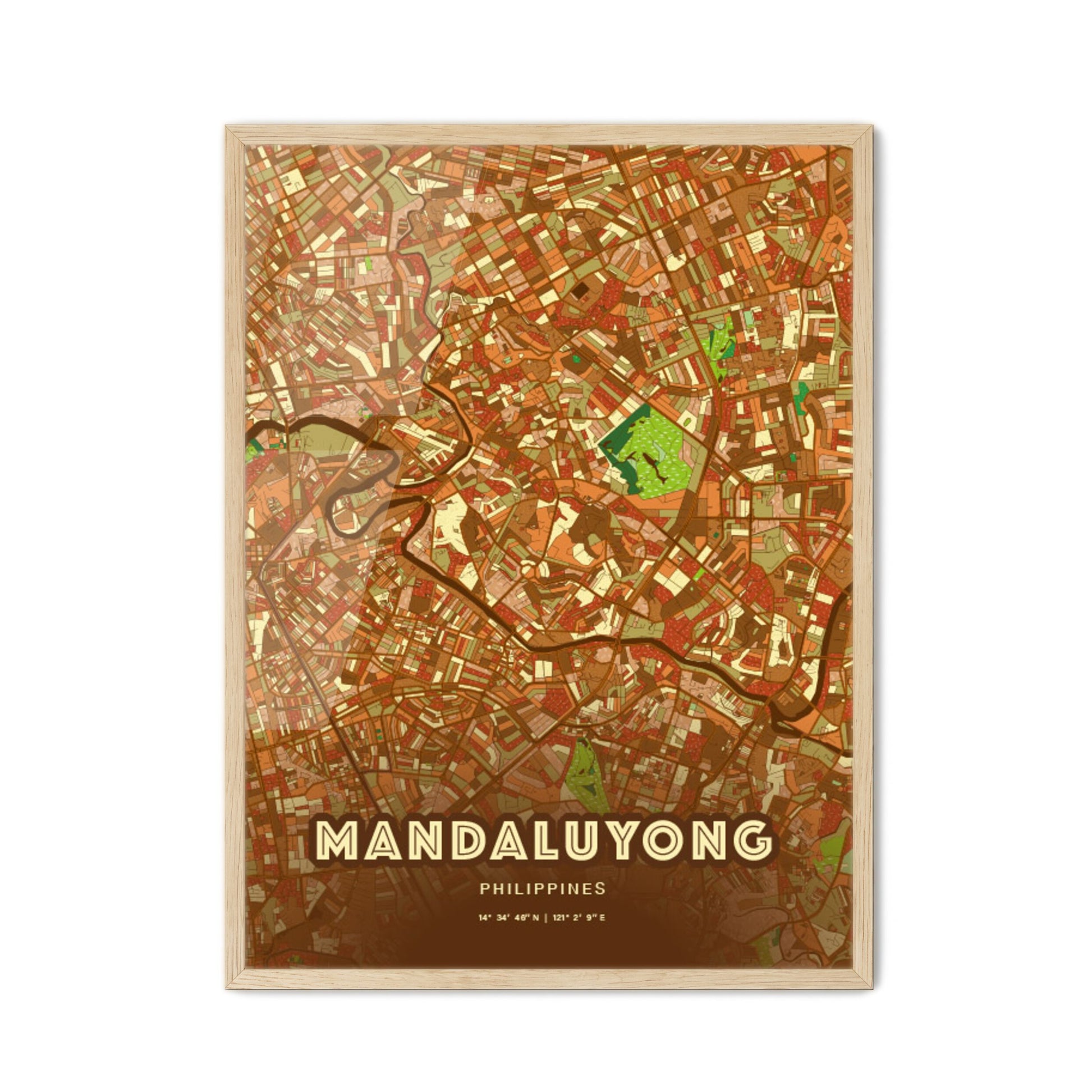 Colorful MANDALUYONG PHILIPPINES Fine Art Map Farmhouse