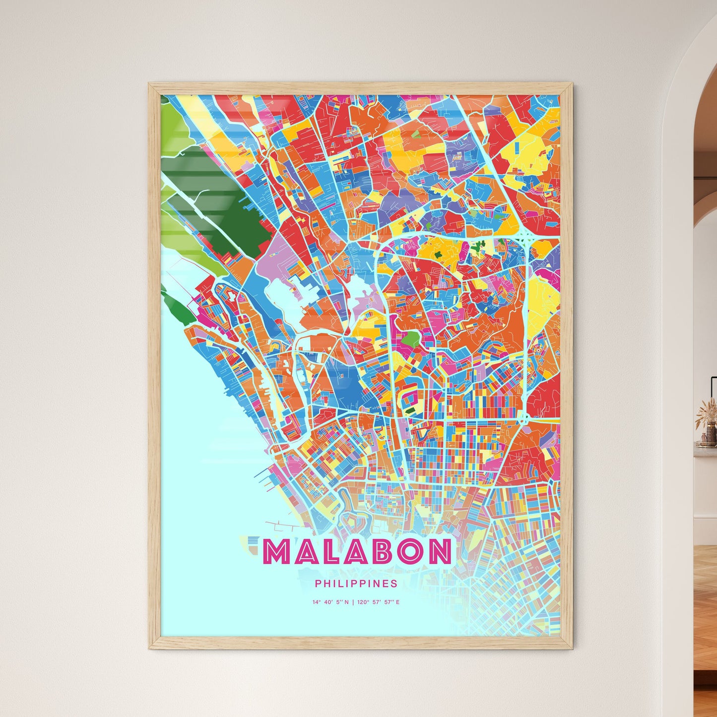Colorful MALABON PHILIPPINES Fine Art Map Crazy Colors