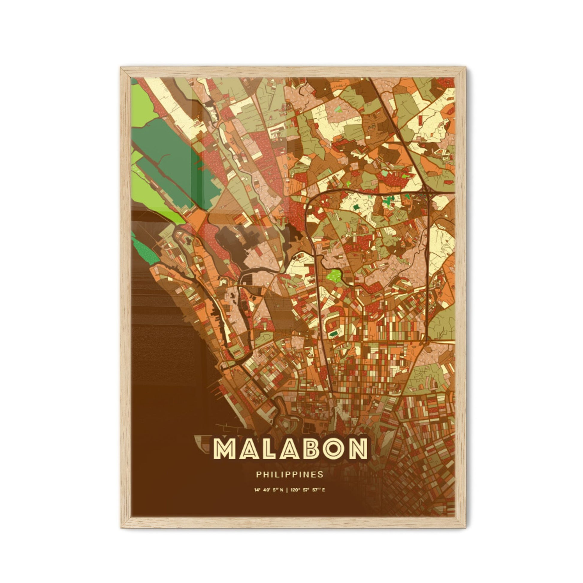 Colorful MALABON PHILIPPINES Fine Art Map Farmhouse