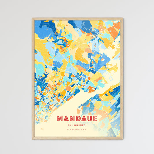 Colorful MANDAUE PHILIPPINES Fine Art Map Blue Orange