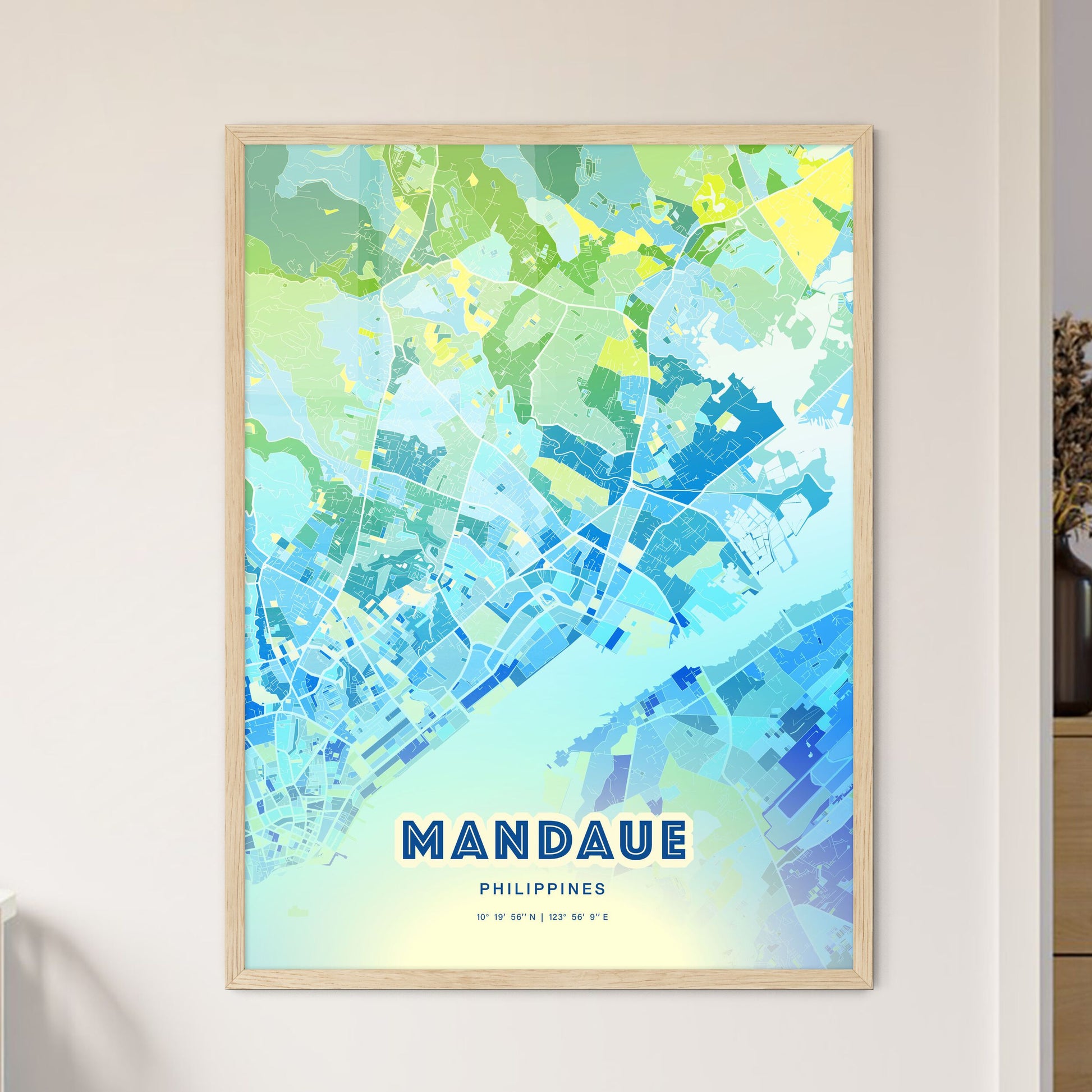 Colorful MANDAUE PHILIPPINES Fine Art Map Cool Blue