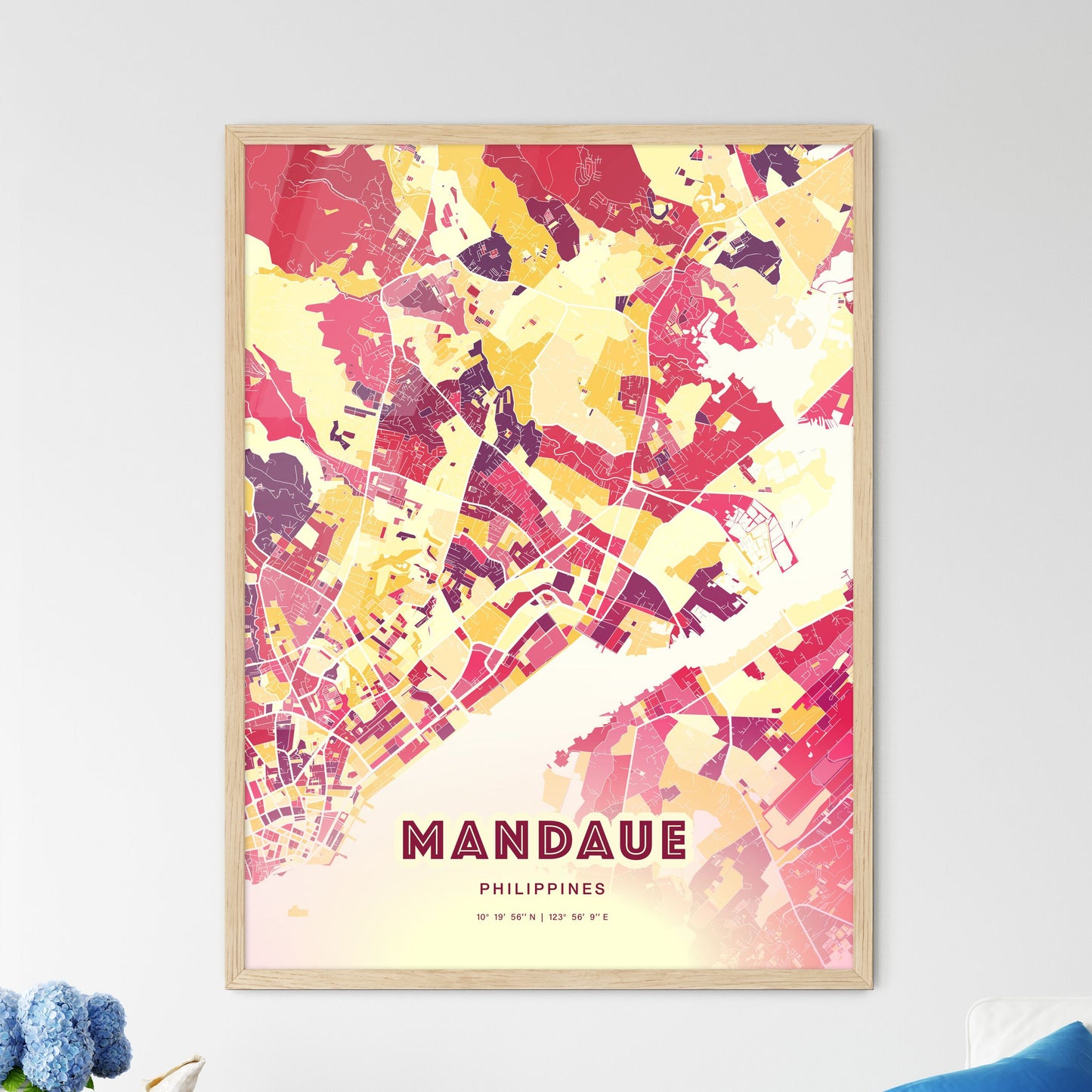 Colorful MANDAUE PHILIPPINES Fine Art Map Hot Red