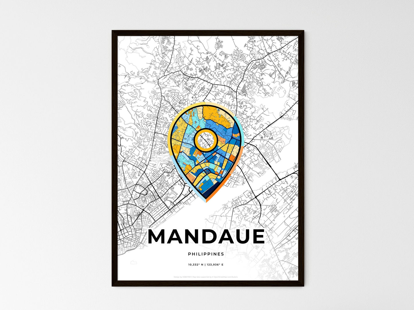 Mandaue Philippines wedding art map with pointer icon