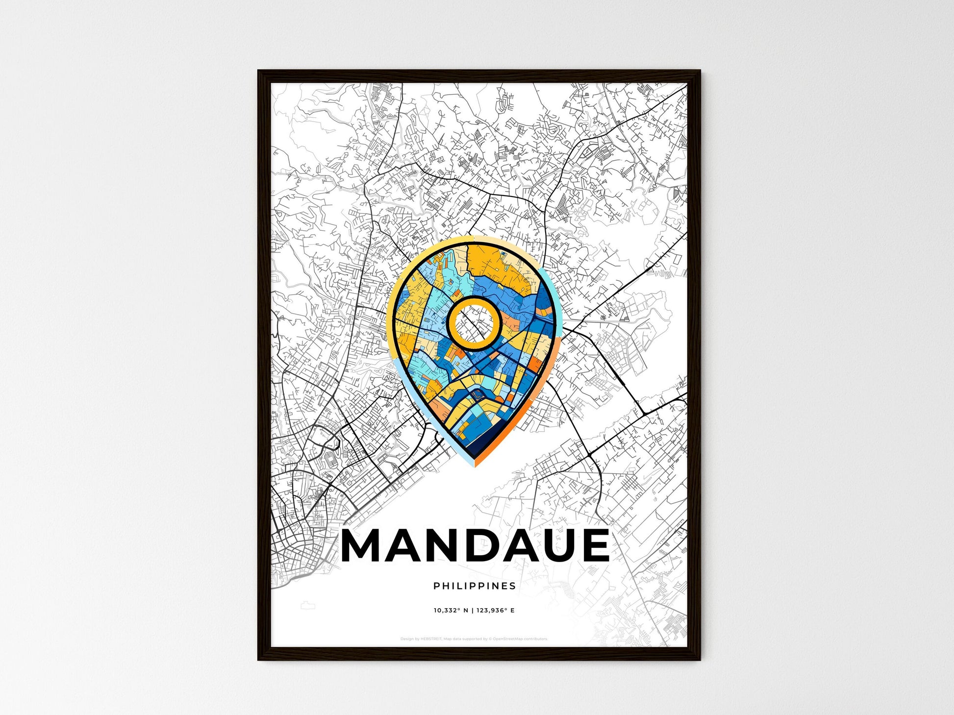 Mandaue Philippines wedding art map with pointer icon