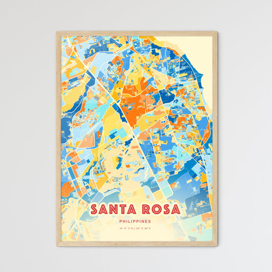 Colorful SANTA ROSA PHILIPPINES Fine Art Map Blue Orange