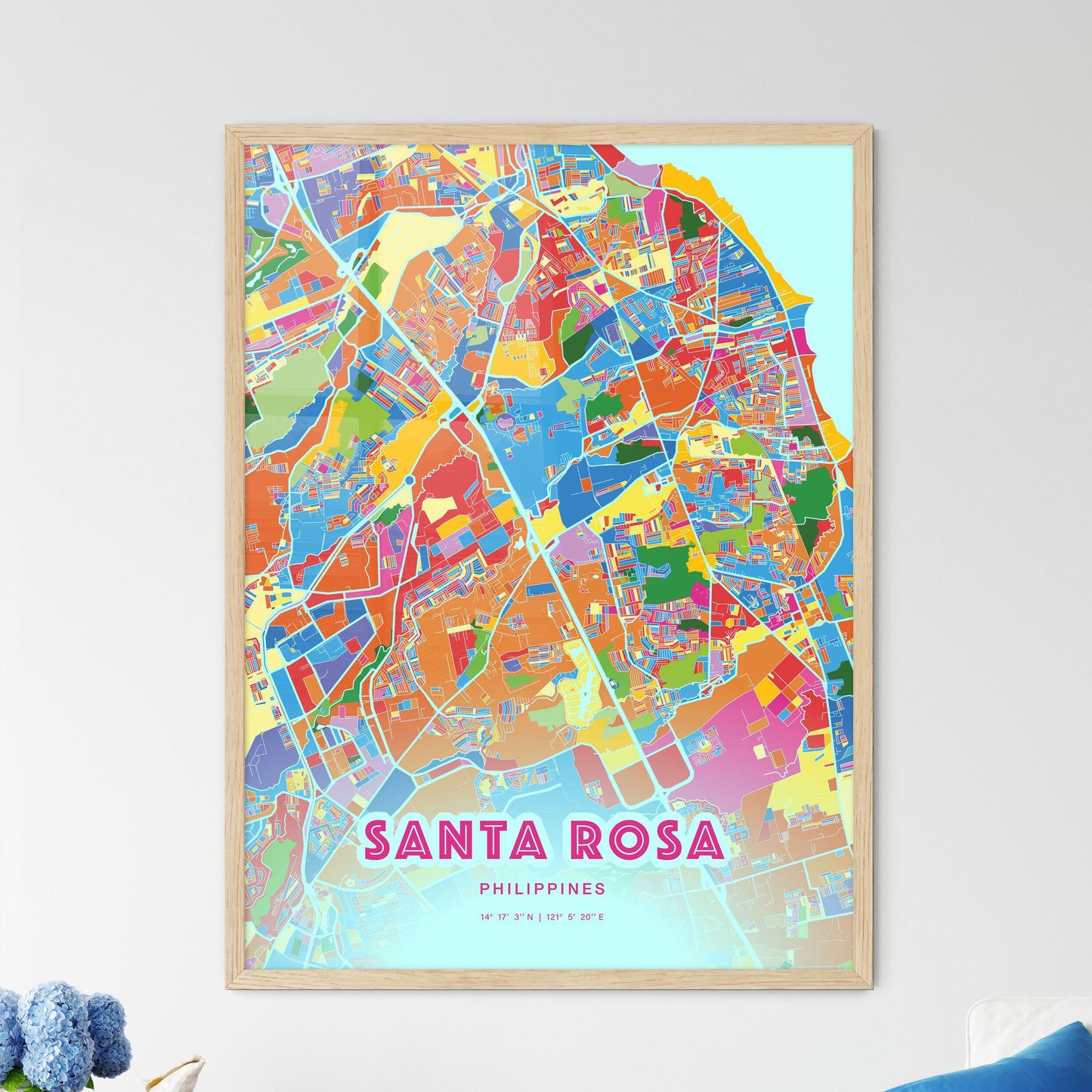 Colorful SANTA ROSA PHILIPPINES Fine Art Map Crazy Colors