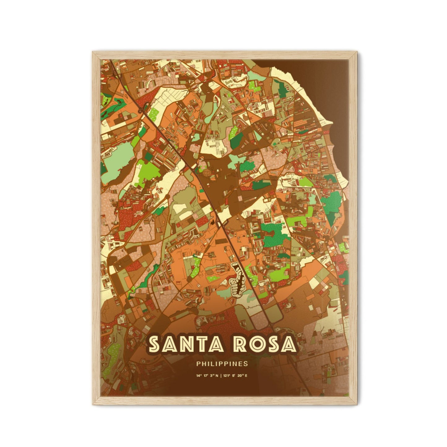 Colorful SANTA ROSA PHILIPPINES Fine Art Map Farmhouse