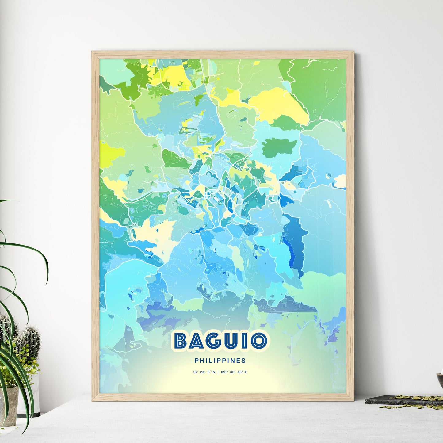 Colorful BAGUIO PHILIPPINES Fine Art Map Cool Blue