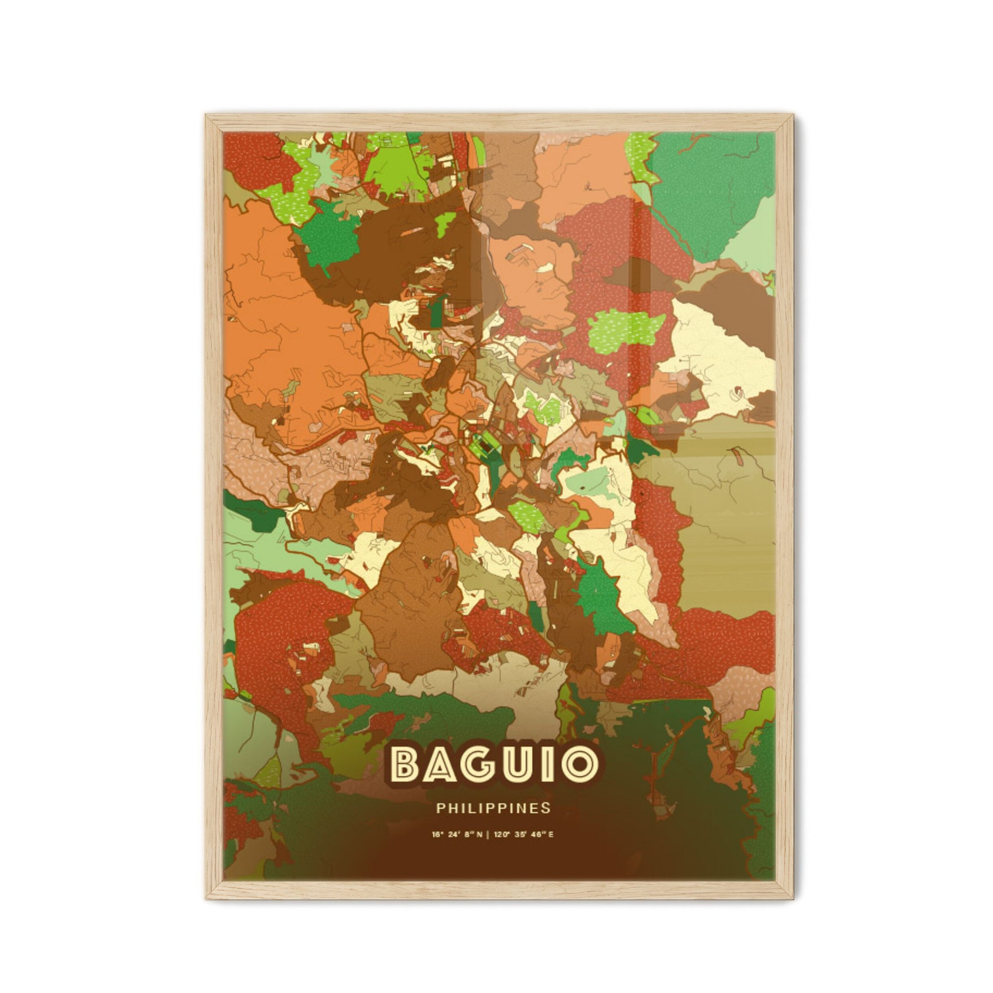 Colorful BAGUIO PHILIPPINES Fine Art Map Farmhouse