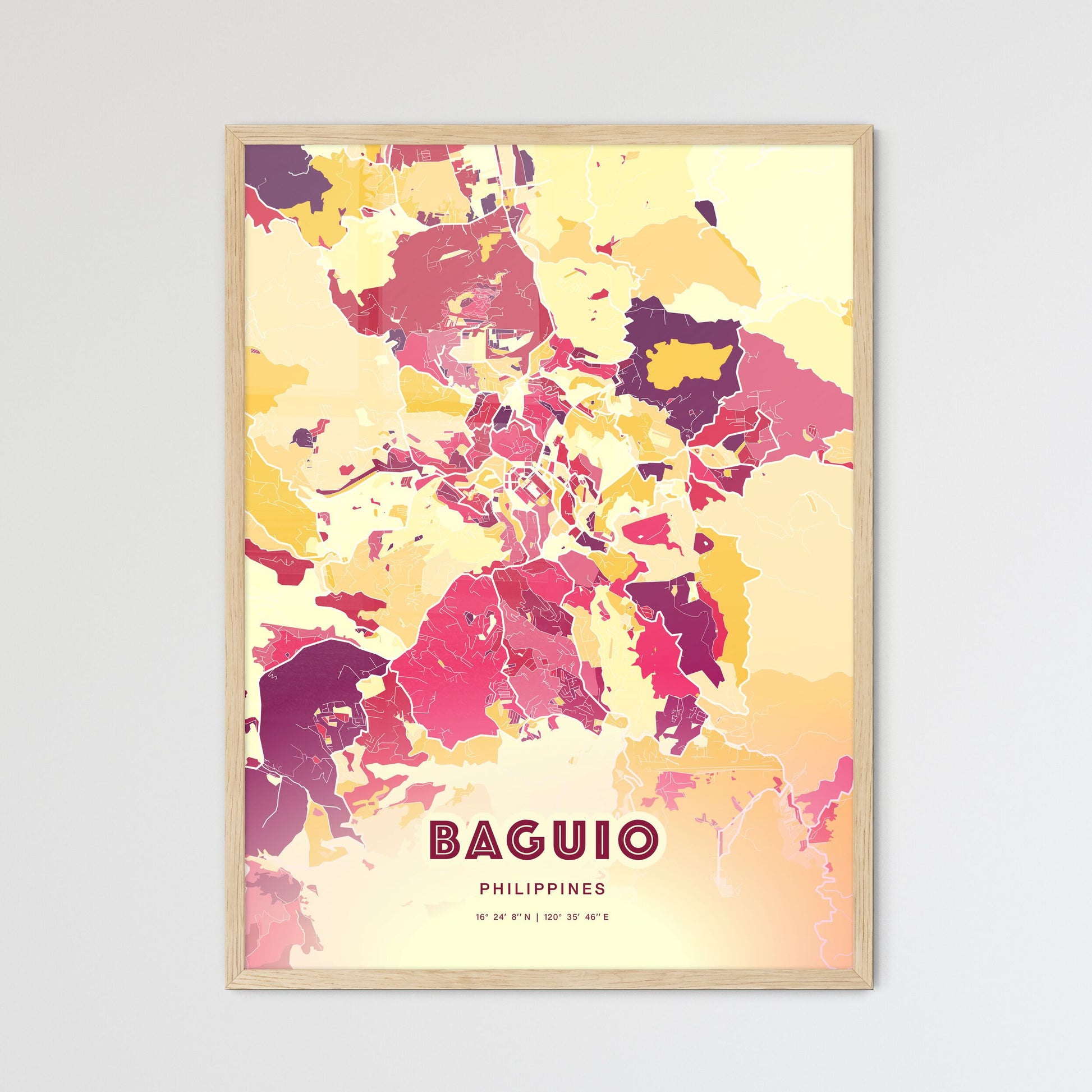 Colorful BAGUIO PHILIPPINES Fine Art Map Hot Red