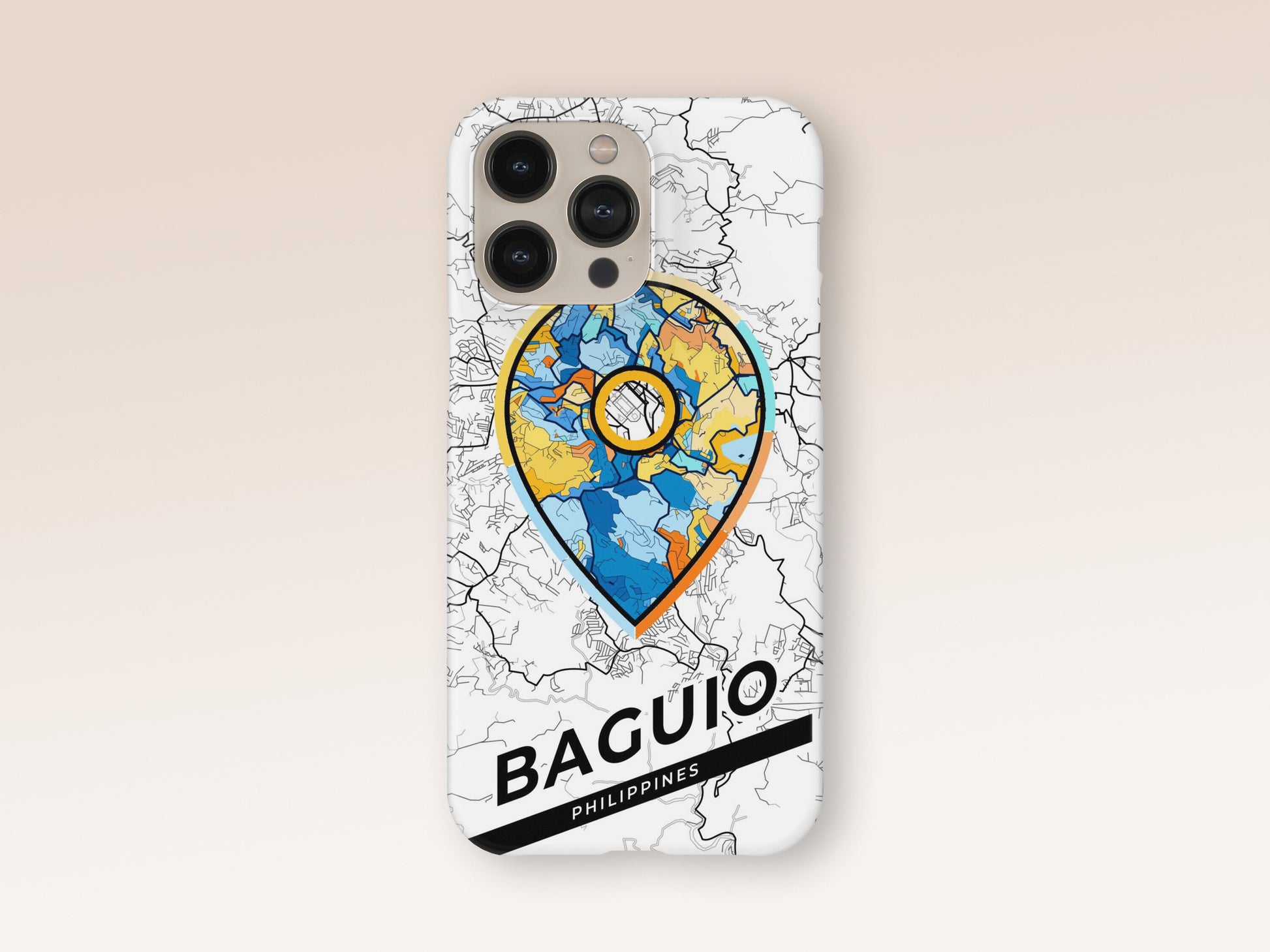 Baguio Philippines slim phone case with colorful icon. Birthday, wedding or housewarming gift. Couple match cases. 1