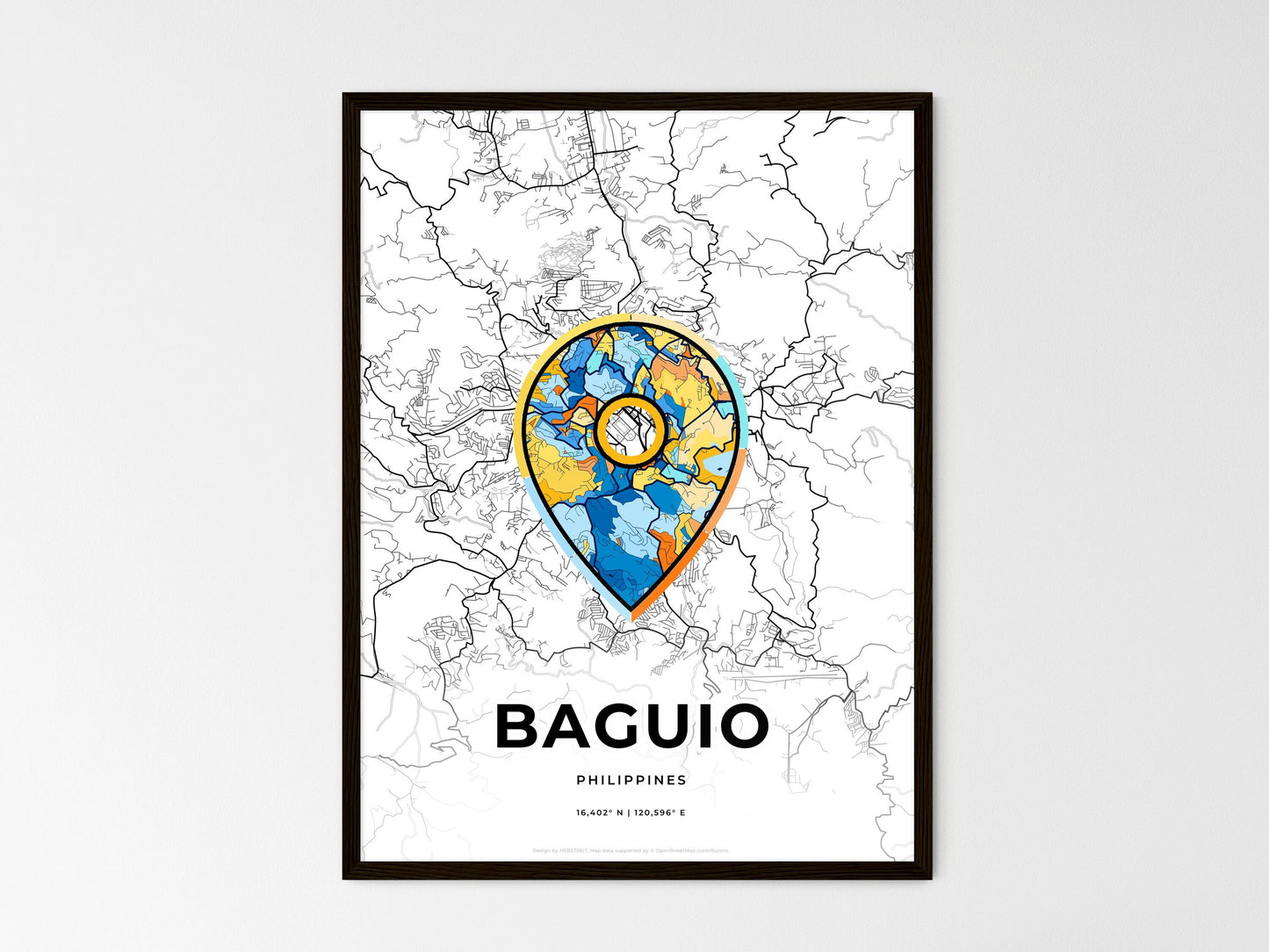 BAGUIO PHILIPPINES minimal art map with a colorful icon. Where it all began, Couple map gift. Style 1