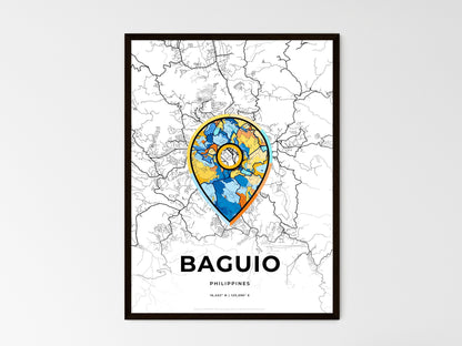BAGUIO PHILIPPINES minimal art map with a colorful icon. Where it all began, Couple map gift. Style 1