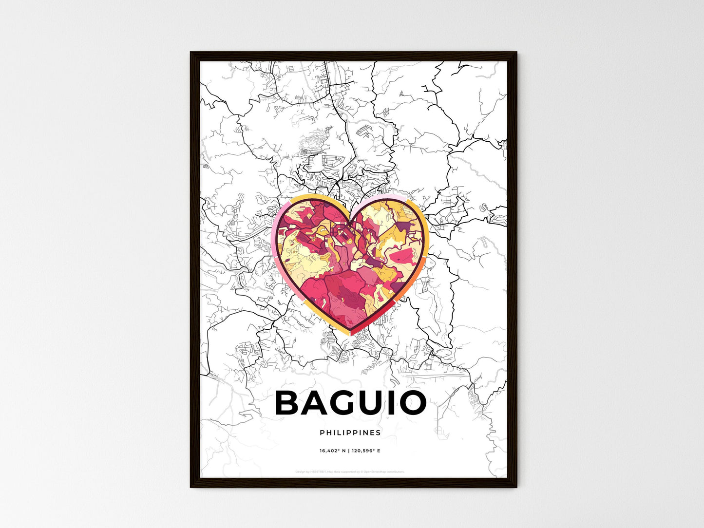 BAGUIO PHILIPPINES minimal art map with a colorful icon. Where it all began, Couple map gift. Style 2