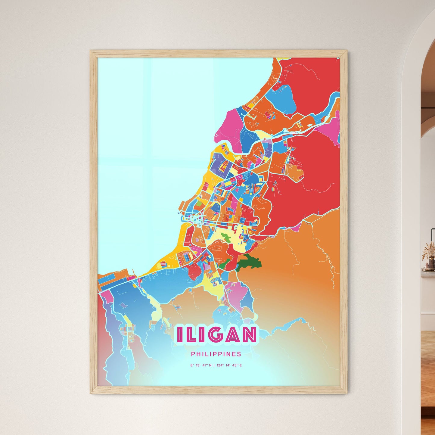 Colorful ILIGAN PHILIPPINES Fine Art Map Crazy Colors