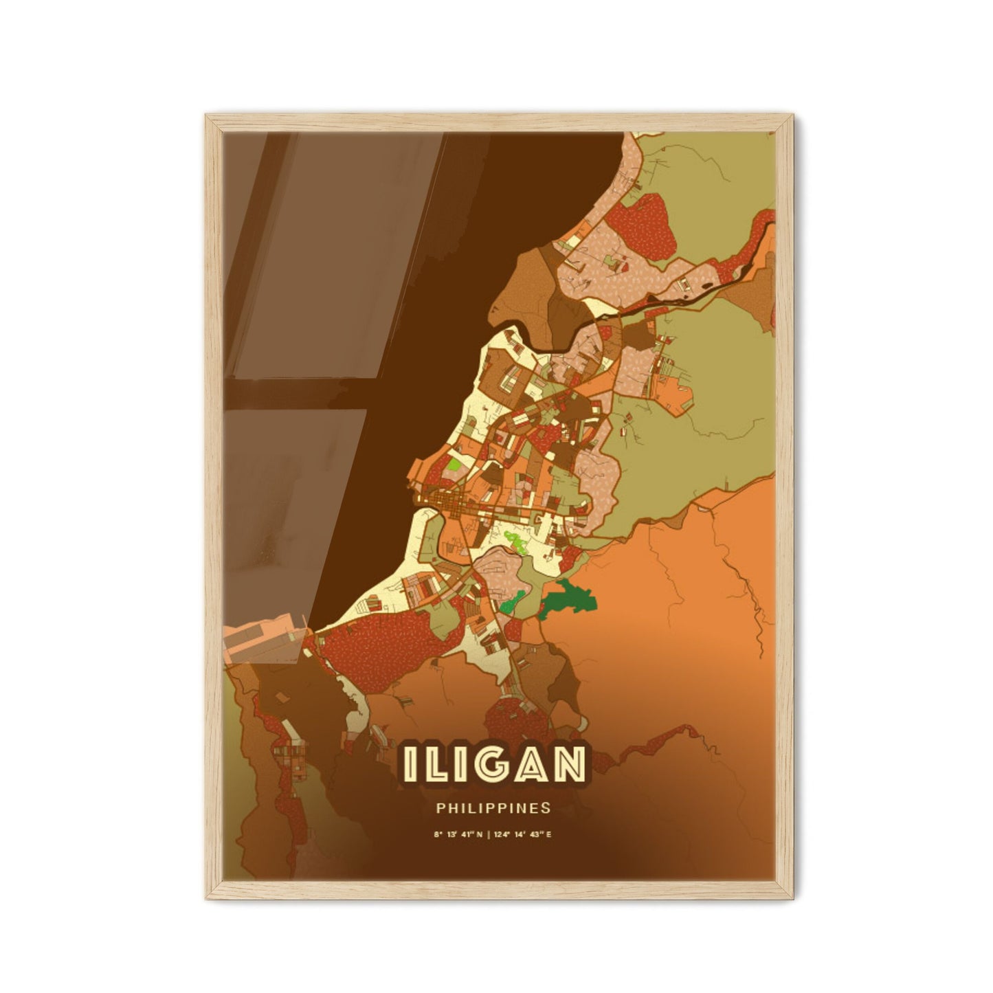 Colorful ILIGAN PHILIPPINES Fine Art Map Farmhouse