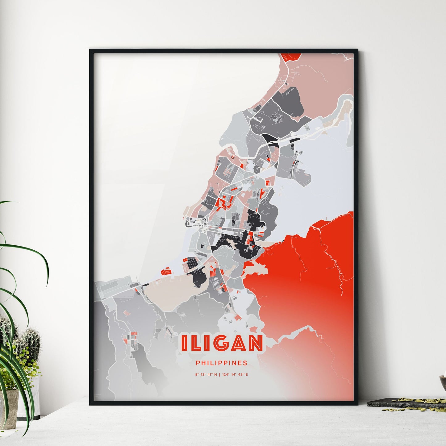 Colorful ILIGAN PHILIPPINES Fine Art Map Modern