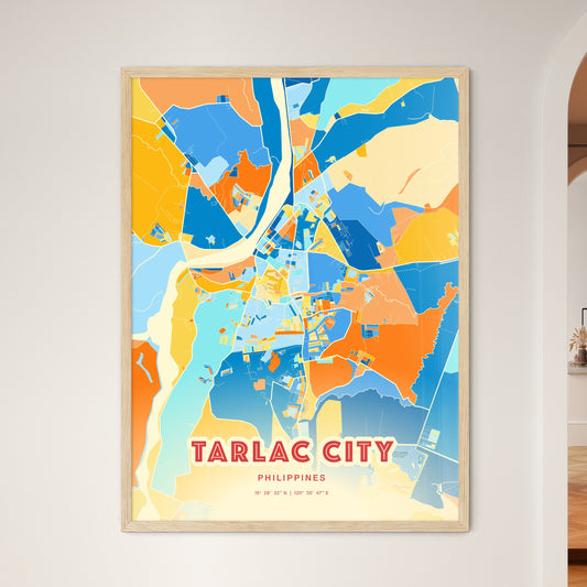 Colorful TARLAC CITY PHILIPPINES Fine Art Map Blue Orange