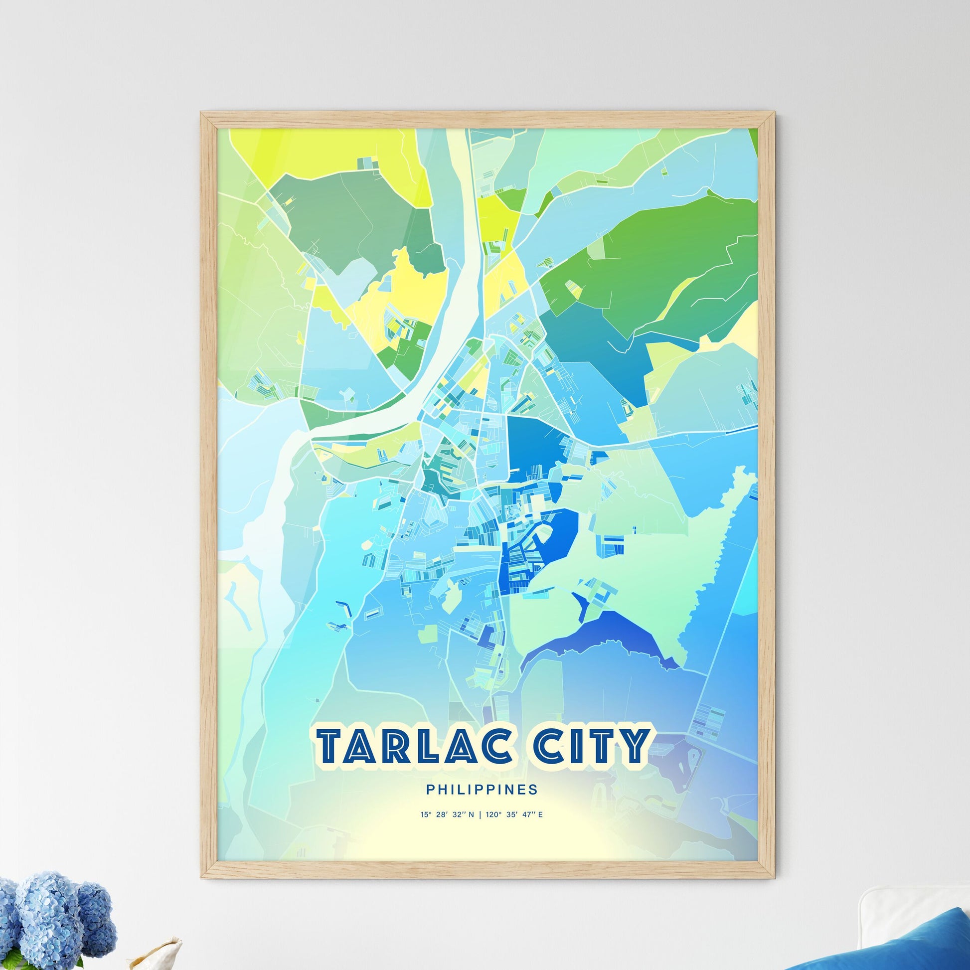 Colorful TARLAC CITY PHILIPPINES Fine Art Map Cool Blue