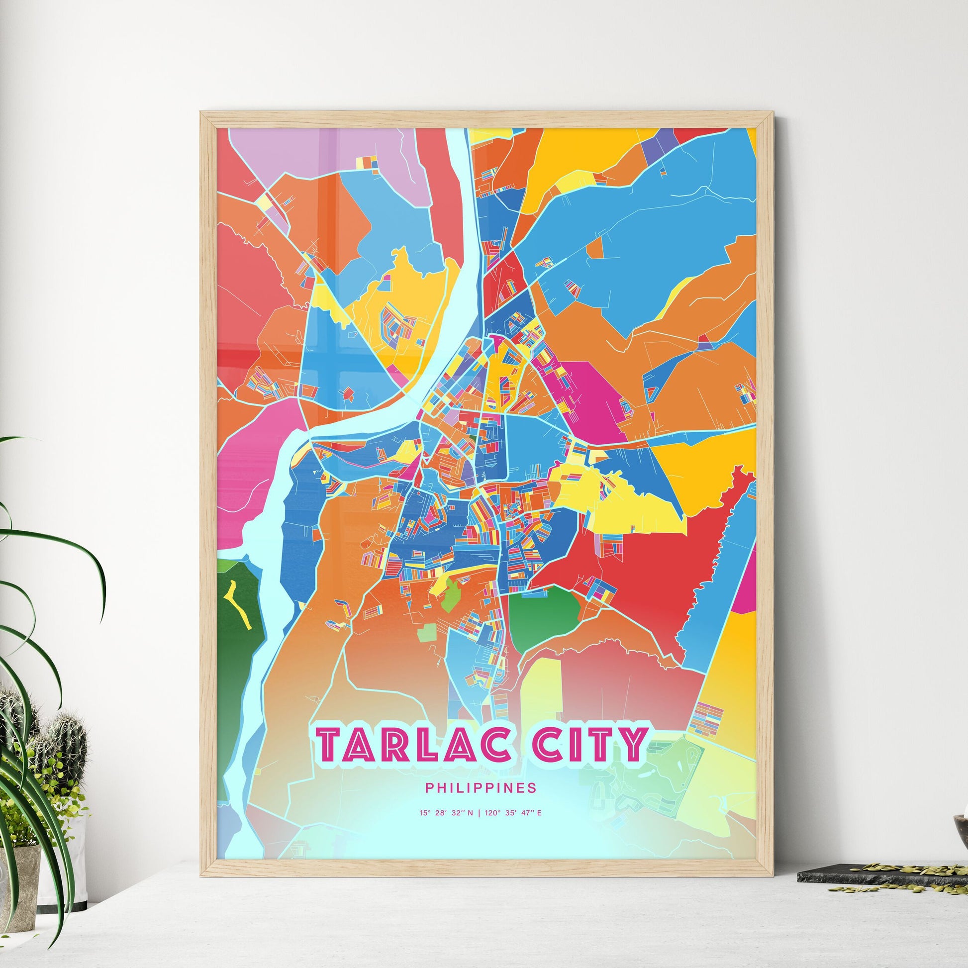 Colorful TARLAC CITY PHILIPPINES Fine Art Map Crazy Colors