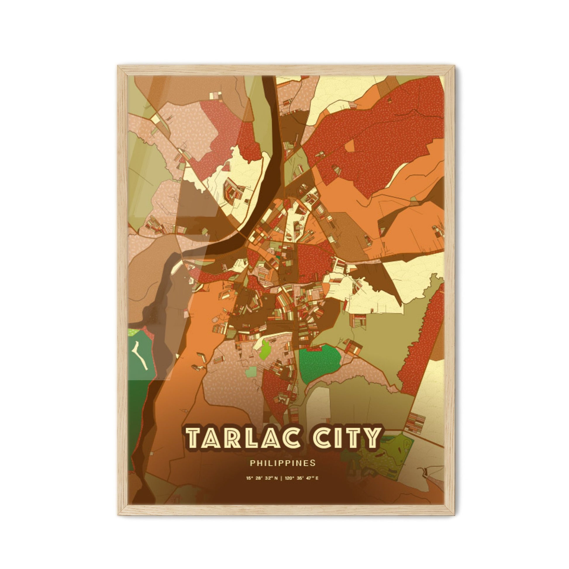 Colorful TARLAC CITY PHILIPPINES Fine Art Map Farmhouse