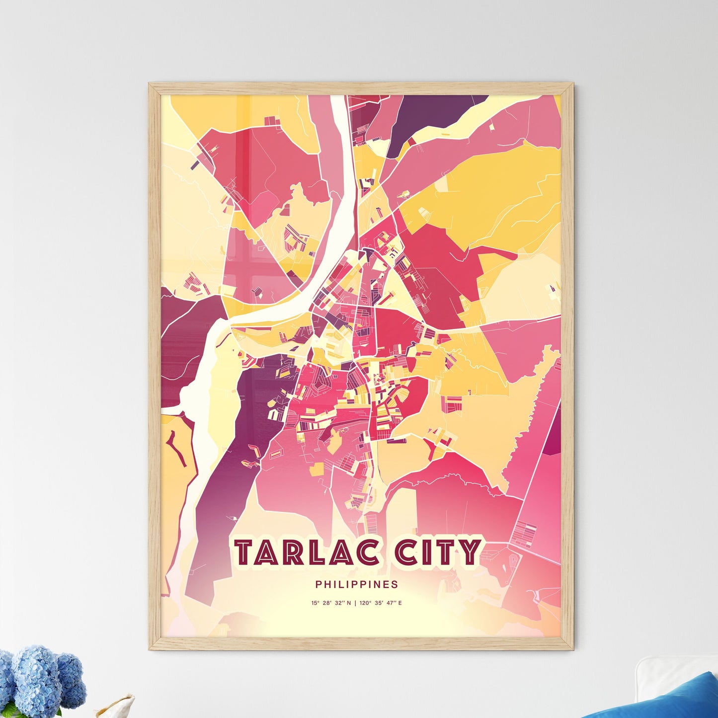 Colorful TARLAC CITY PHILIPPINES Fine Art Map Hot Red