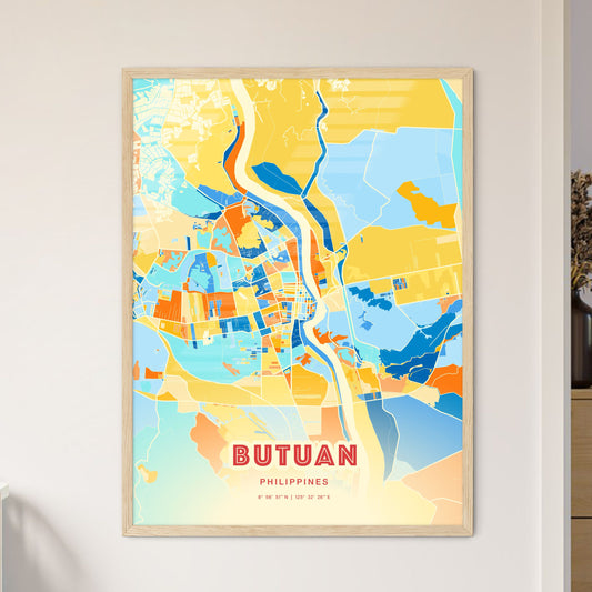 Colorful BUTUAN PHILIPPINES Fine Art Map Blue Orange