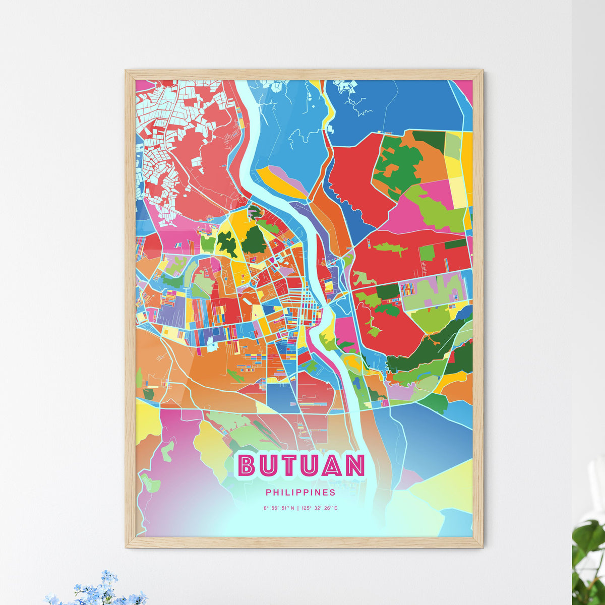 Colorful BUTUAN PHILIPPINES Fine Art Map Crazy Colors