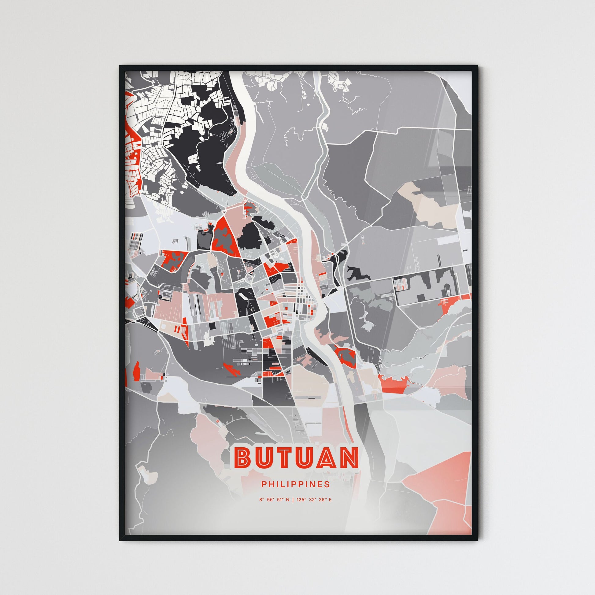 Colorful BUTUAN PHILIPPINES Fine Art Map Modern