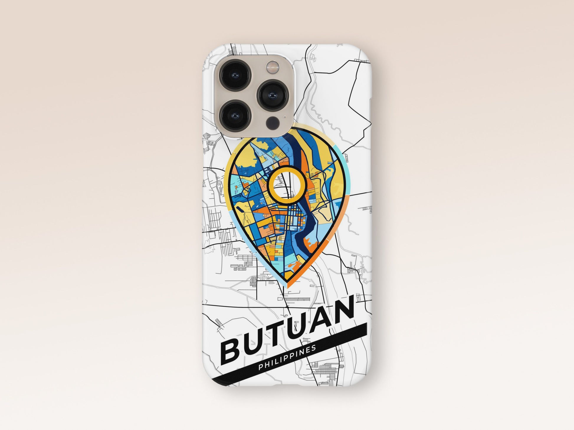 Butuan Philippines slim phone case with colorful icon. Birthday, wedding or housewarming gift. Couple match cases. 1
