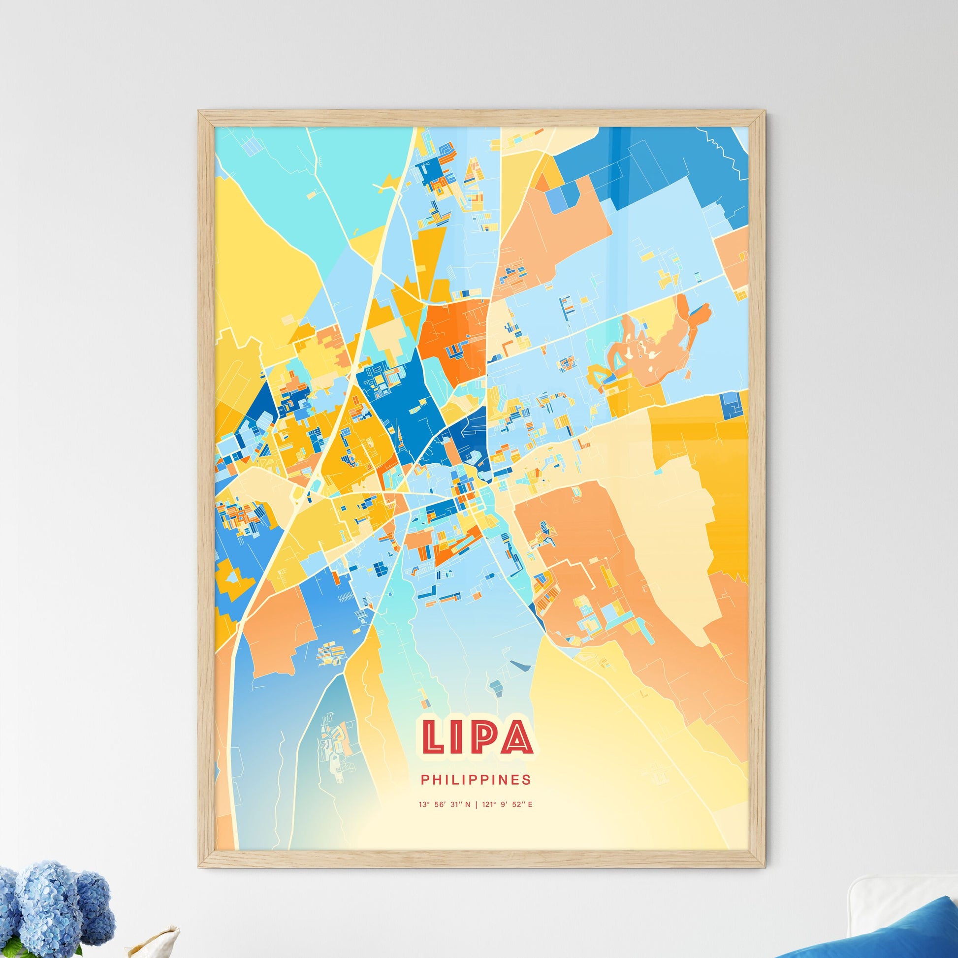 Colorful LIPA PHILIPPINES Fine Art Map Blue Orange