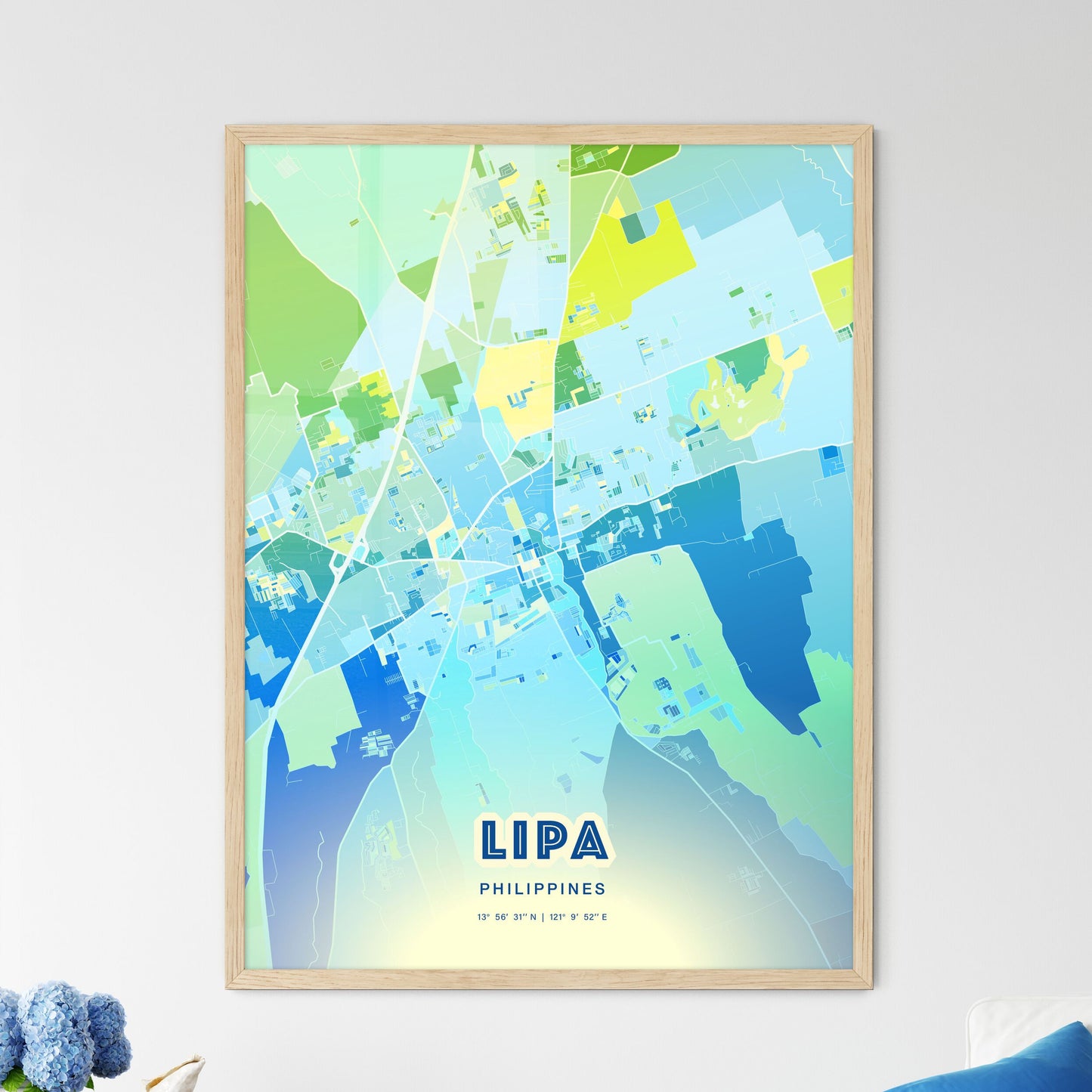 Colorful LIPA PHILIPPINES Fine Art Map Cool Blue