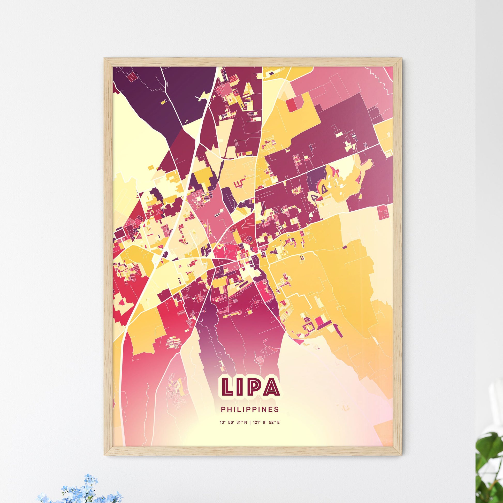 Colorful LIPA PHILIPPINES Fine Art Map Hot Red