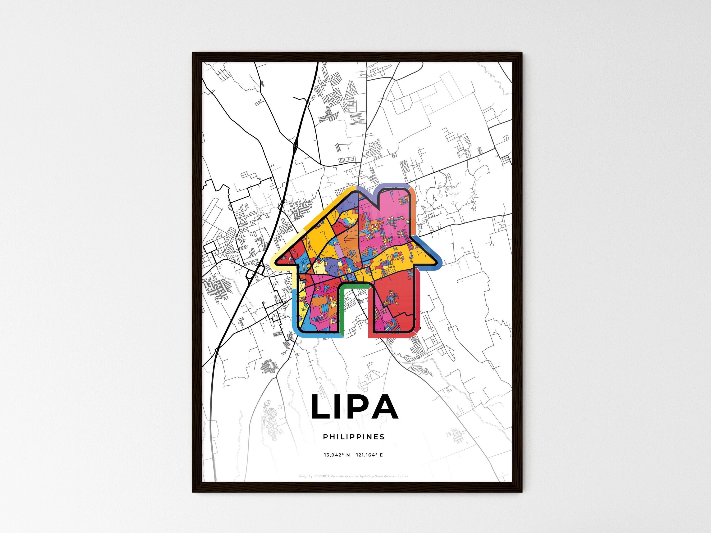 Lipa Map LIPA PHILIPPINES minimal art map with a colorful icon. Creative city ...