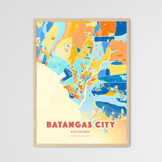 Colorful BATANGAS CITY PHILIPPINES Fine Art Map Blue Orange