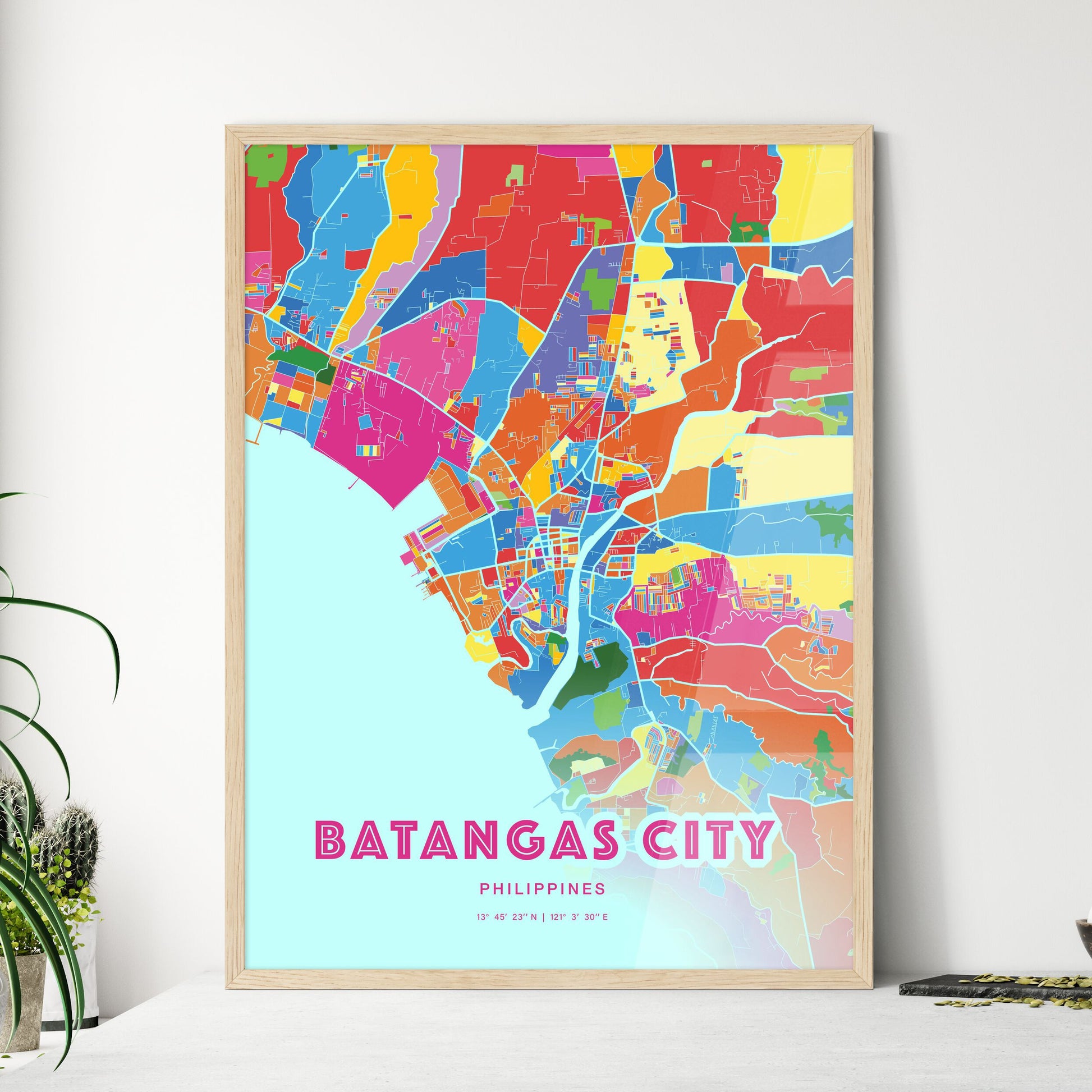 Colorful BATANGAS CITY PHILIPPINES Fine Art Map Crazy Colors