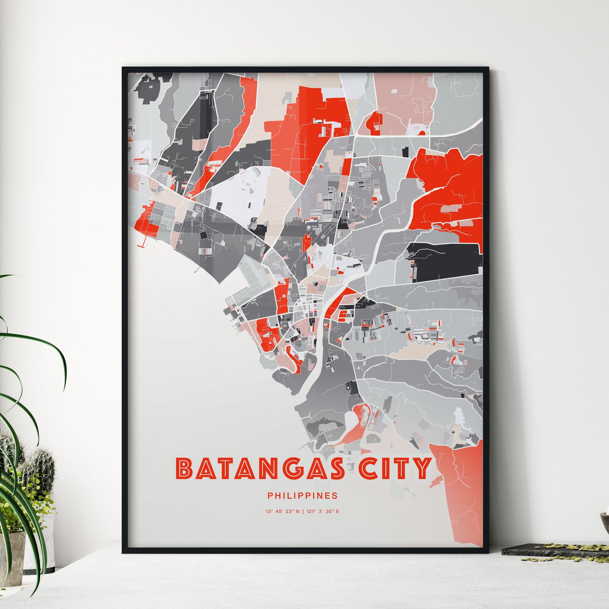 Colorful BATANGAS CITY PHILIPPINES Fine Art Map Modern