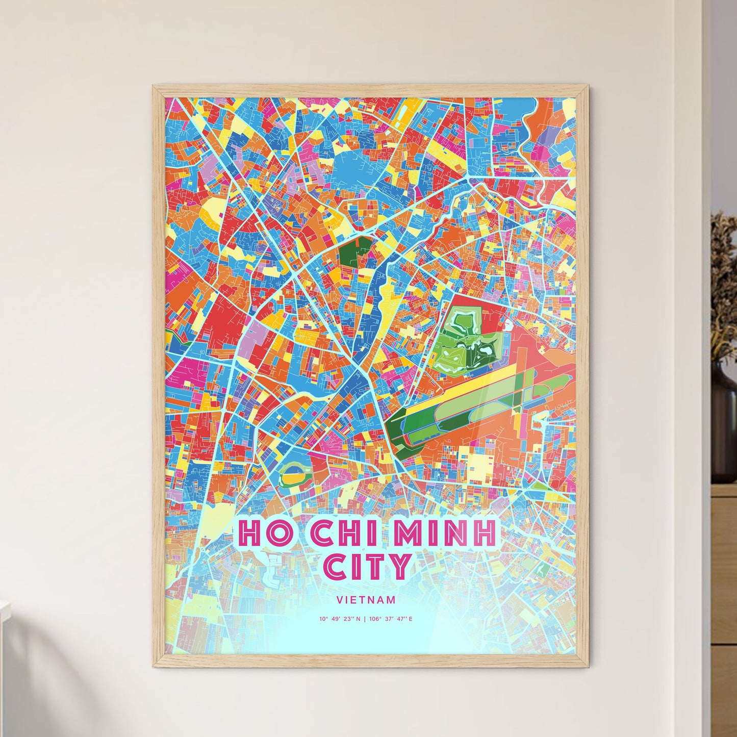 Colorful HO CHI MINH CITY VIETNAM Fine Art Map Crazy Colors