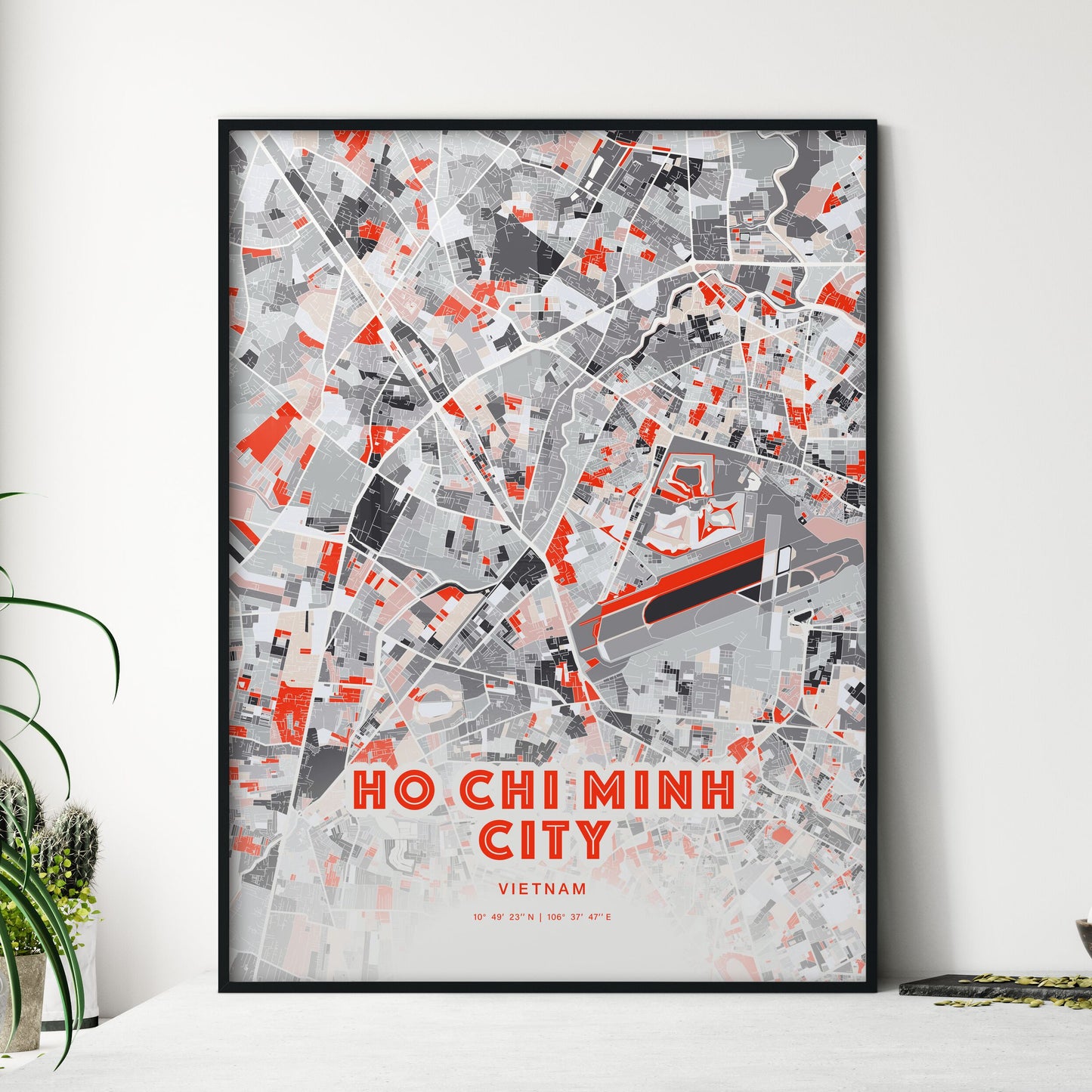 Colorful HO CHI MINH CITY VIETNAM Fine Art Map Modern