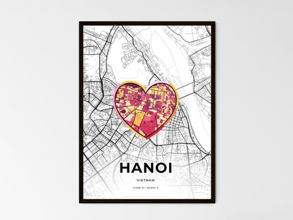 HANOI VIETNAM minimal art map with a colorful icon. Where it all began, Couple map gift. Style 2