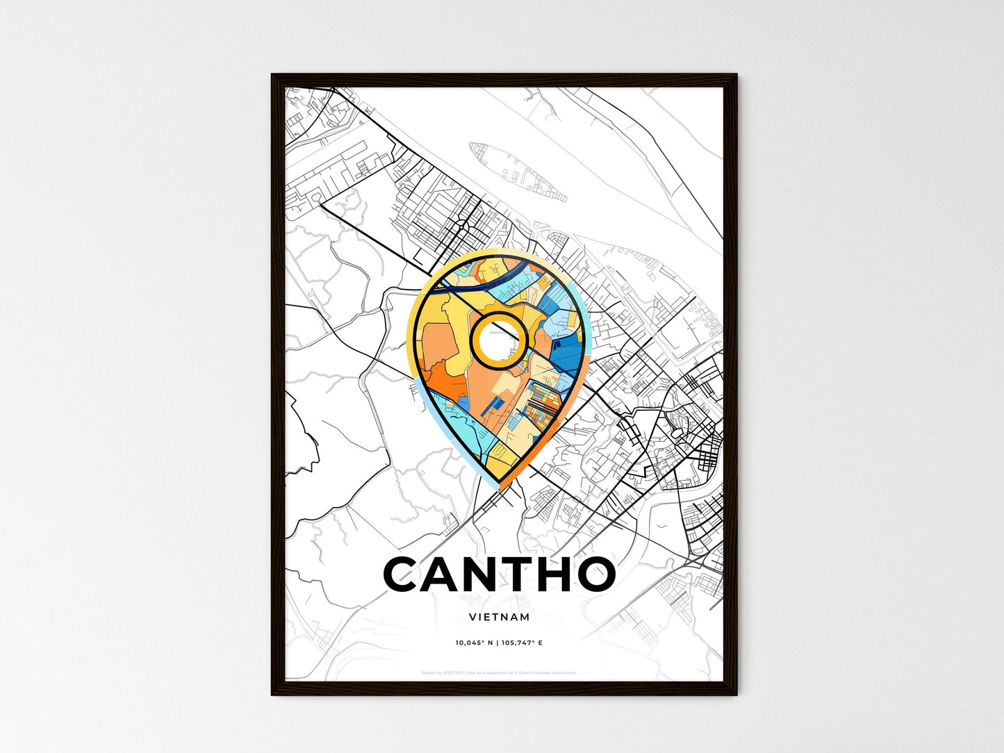 Cantho Vietnam wedding art map with pointer icon