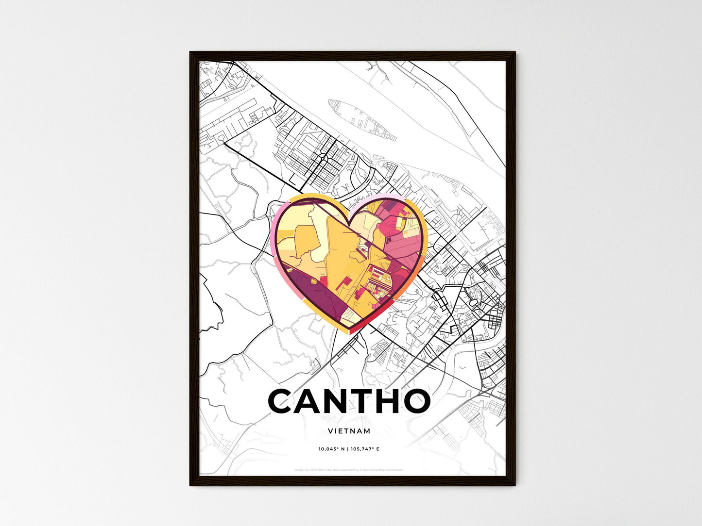 Cantho Vietnam wedding art map with heart icon