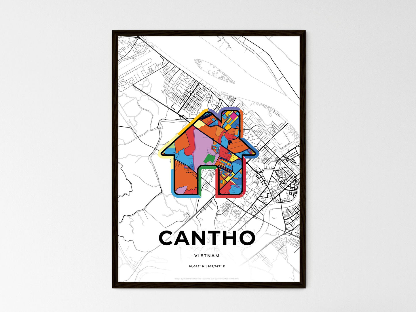 Cantho Vietnam wedding art map with home icon