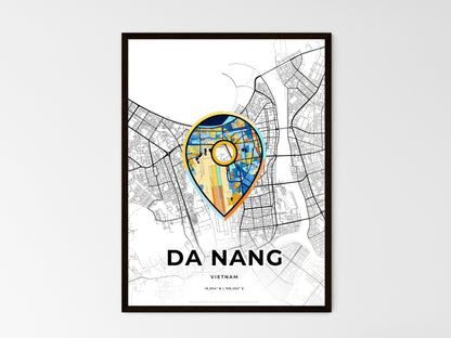 DA NANG VIETNAM minimal art map with a colorful icon. Where it all began, Couple map gift. Style 1